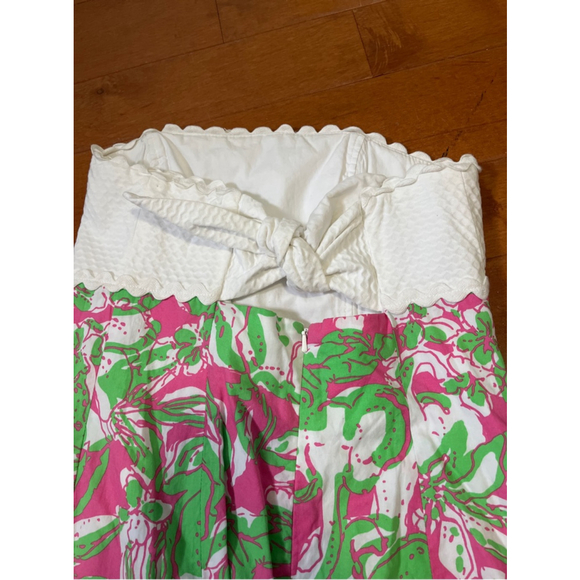Women's Lilly Pulitzer Strapless Dress Size 0 Pink Green Floral - Picture 3 of 5